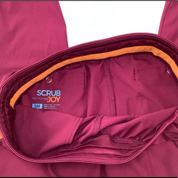 Scrub Joy Women Maroon Scrub Pants SM - Picture 4 of 8